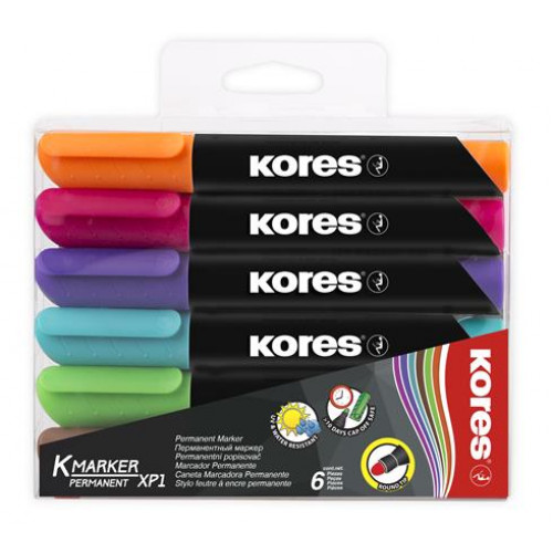 Alkoholos marker készlet 3-5mm kúpos Kores K-Marker 6 különböző szín