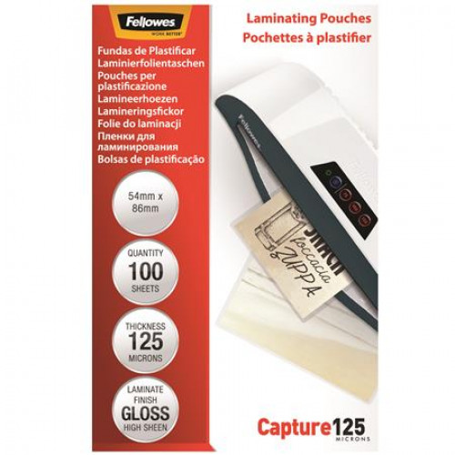 Fellowes Meleglamináló fólia 125 mikron 54x86mm fényes 