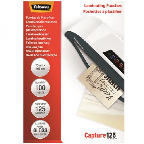 Fellowes Meleglamináló fólia 125 mikron 75x105mm fényes 