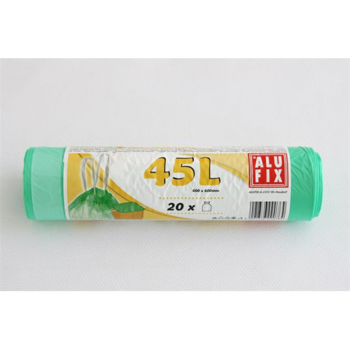 Szemeteszsák 45l zárószalagos (zöld) 20db Alufix Prémium