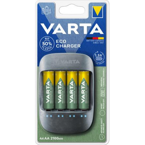 Elemtöltő AA ceruza/AAA mikro 4x2100 mAh VartaECO