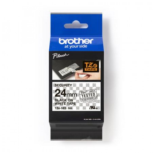 Feliratozógép szalag biztonsági 24mmx8m Brother TZe-SE5 fehér-fekete