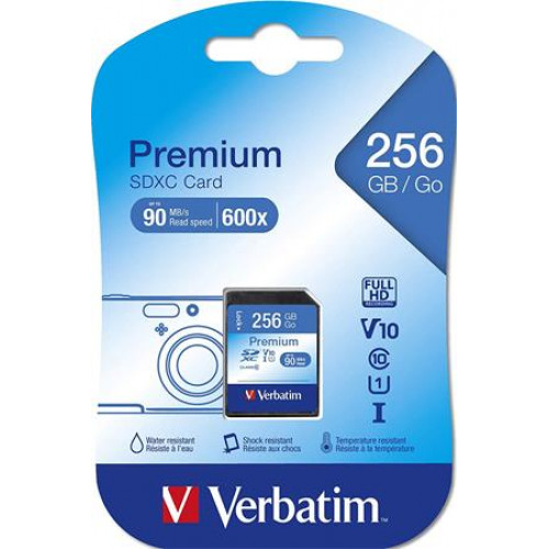 Memóriakártya Micro SDXC 256GB CL10/U1 adapter Verbatim Premium