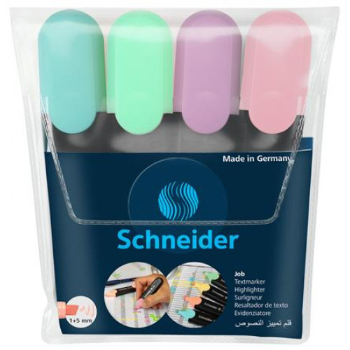 Szövegkiemelő készlet 1-5mm Schneider Job Pastel 4 különböző pasztell szín