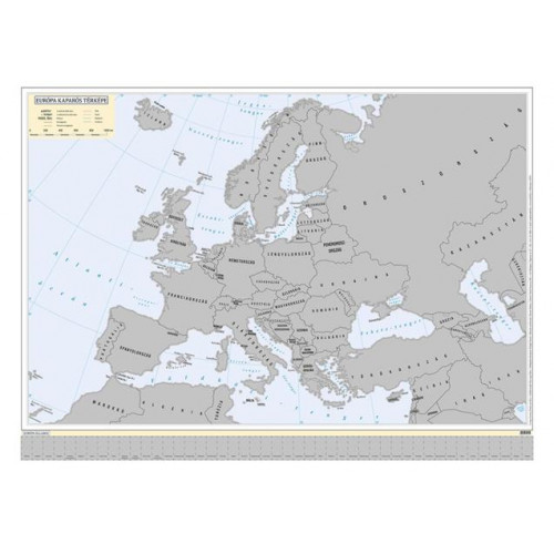 Kaparós Európa országai térkép 78x57cm Stiefel ezüst bevonat