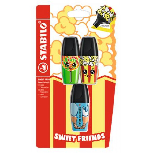 Szövegkiemelő készlet 2-5mm Stabilo Boss Mini Sweet Friends 3 különböző szín