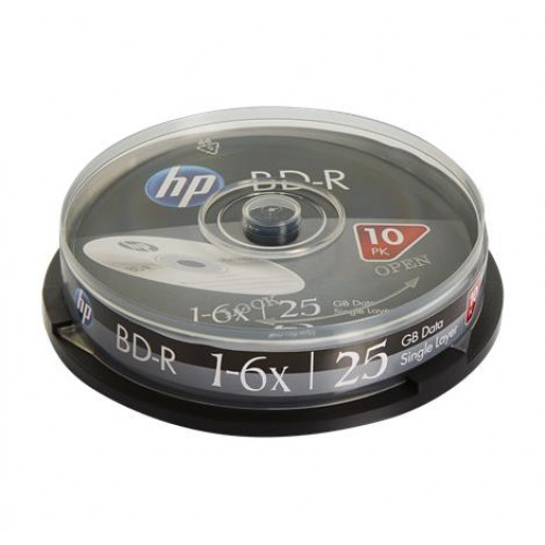 BD-R BluRay lemez 25GB 6x 10db hengeren Hp