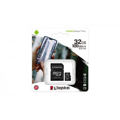 Memóriakártya microSDHC 32GB CL10/UHS-I/U1/V10/A1 adapter Kingston Canvas Select Plus