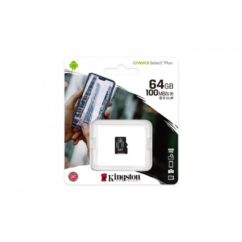Memóriakártya microSDXC 64GB CL10/UHS-I/U1/V10/A1 Kingston Canvas Select Plus