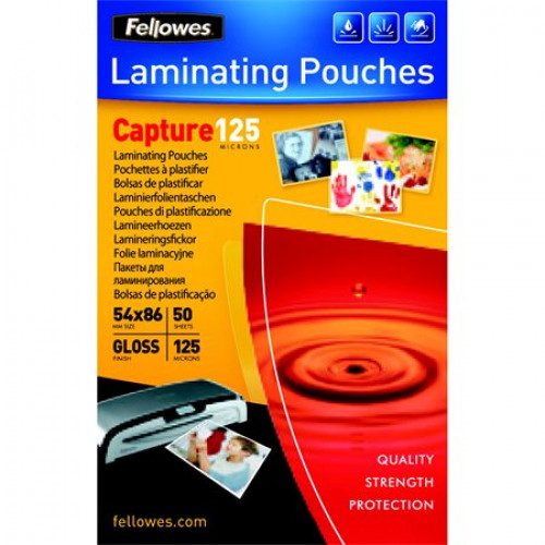 Fellowes Meleglamináló fólia 125 mikron 54x86mm fényes 50db 