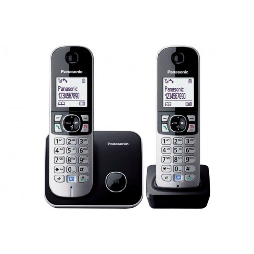 Telefon vezeték nélküli telefonpár Panasonic KX-TG6812PDB Duo fekete