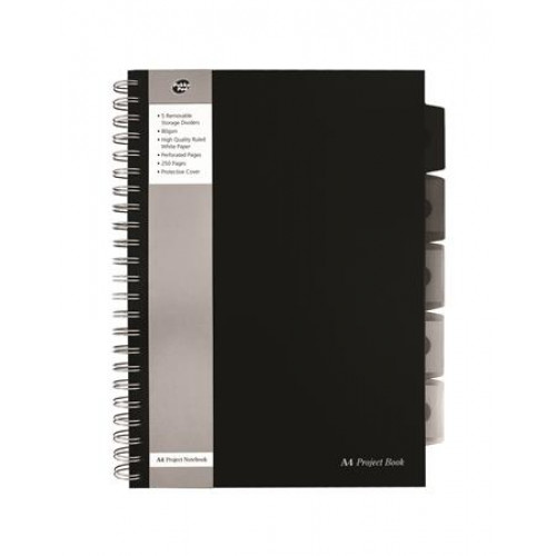 Spirálfüzet A4 vonalas 125 lap Pukka Pad Black project book fekete