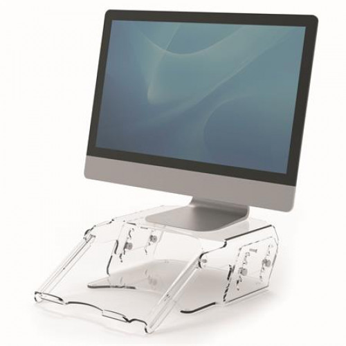 Monitorállvány állítható dokumentumtartóval Fellowes Clarity átlátszó