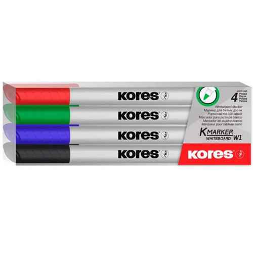 Tábla- és flipchart marker készlet 1-3mm kúpos Kores K-Marker 4 különböző szín