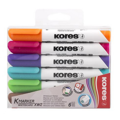 Tábla- és flipchart marker készlet 3-5mm vágott Kores K-Marker 6 különböző szín
