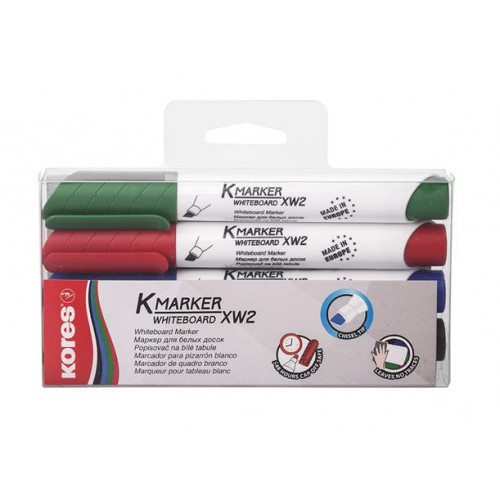 Tábla- és flipchart marker készlet 3-5mm vágott Kores K-Marker 4 különböző szín