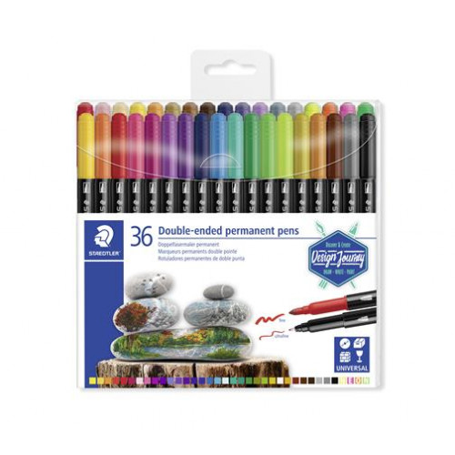 Alkoholos marker készlet kétvégű 0,4/2,0mm Staedtler Design Journey Twin-tip 36 különböző szín