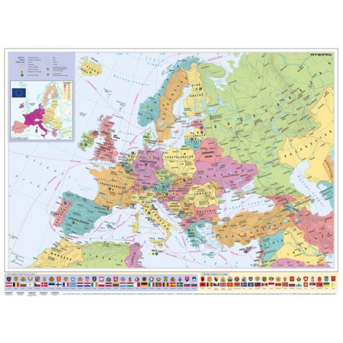 Falitérkép 70x100cm fémléces Európa országai és az Európai Unió Stiefel