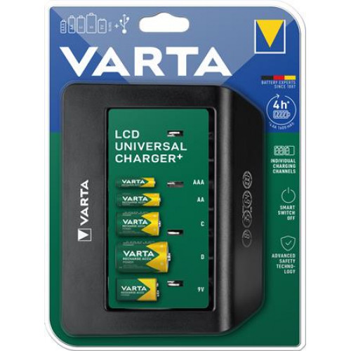 Elemtöltő univerzális AA/AAA/C/D/9V LCD kijelző Varta Universal
