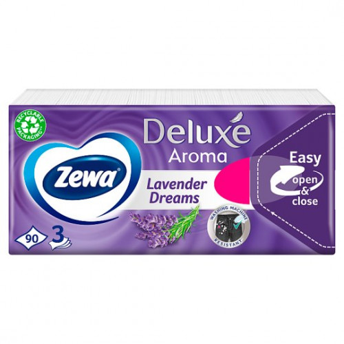 Papír zsebkendő 3 rétegű 90db Zewa Deluxe levendula illatú