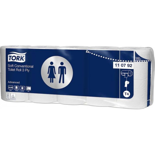 Toalettpapír 3 rétegű kistekercses 10 tekercs T4 rendszer Tork Premium fehér (110792)
