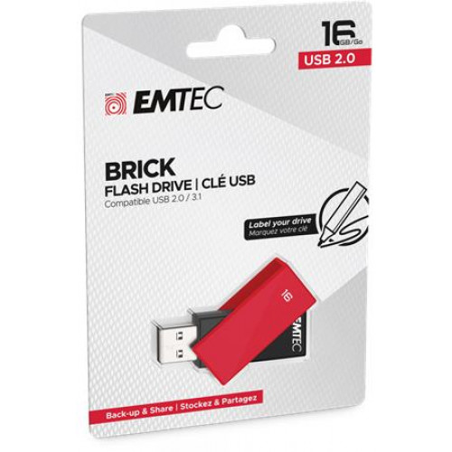 Pendrive 16GB USB 2.0 Emtec C350 Brick piros