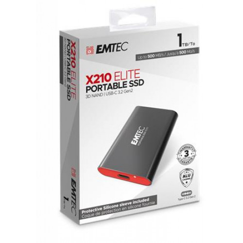 SSD (külső memória) 1TB USB 3.2 500/500 MB/s Emtec X210