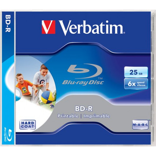 BD-R BluRay lemez SL nyomtatható 25GB 6x normál tok Verbatim