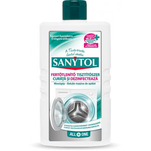 Fertőtlenítő mosógép tisztítószer 250ml Sanytol All in One