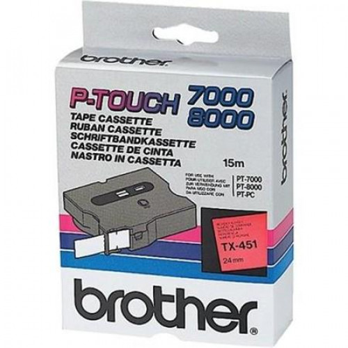 Feliratozógép szalag 24mmx15m Brother TX-451 piros-fekete