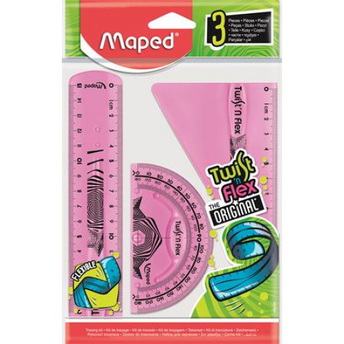 Vonalzókészlet műanyag törhetetlen 3 darabos Maped Twist n Flex