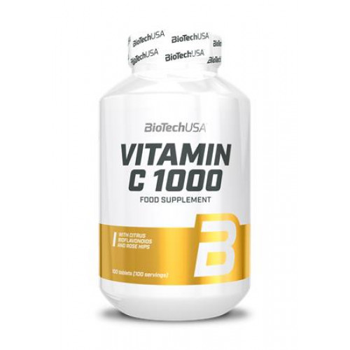 Étrend-kiegészítő tabletta 100 tabletta 1000mg C-vitaminnal Biotech Usa