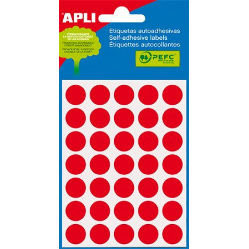 Etikett 13mm kör kézzel írható színes Apli piros 175 etikett/csomag
