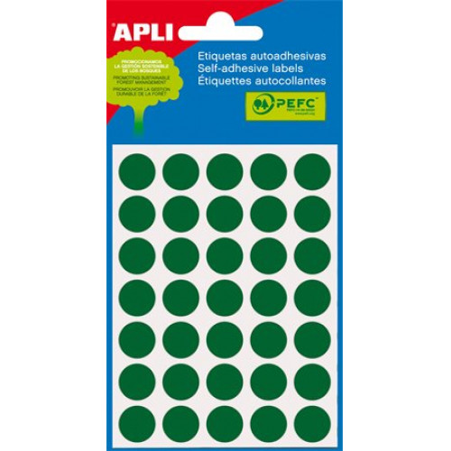 Etikett 13mm kör kézzel írható színes Apli zöld 175 etikett/csomag