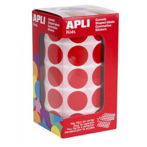 Etikett 20mm kör kézzel írható tekercsben színes Apli piros 1700 etikett/csomag