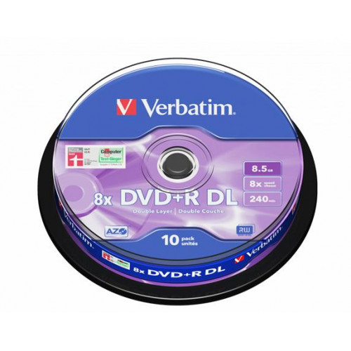 DVD+R lemez kétrétegű 8,5GB 8x hengeren Verbatim Double Layer