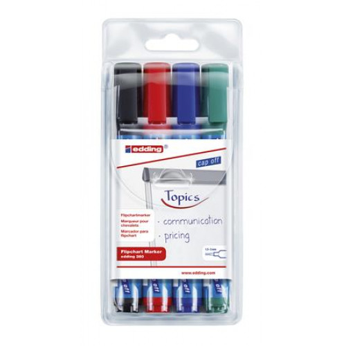 Flipchart marker készlet 1,5-3mm kúpos Edding 380 4 különböző szín