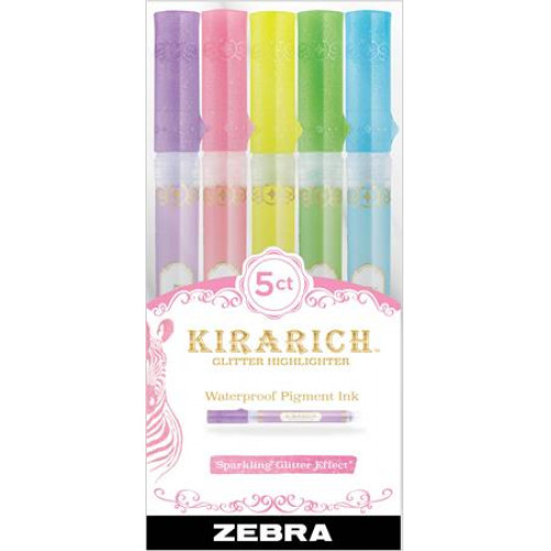 Szövegkiemelő készlet 3,5mm vágott hegy Zebra Kirarirch 5 különböző szín