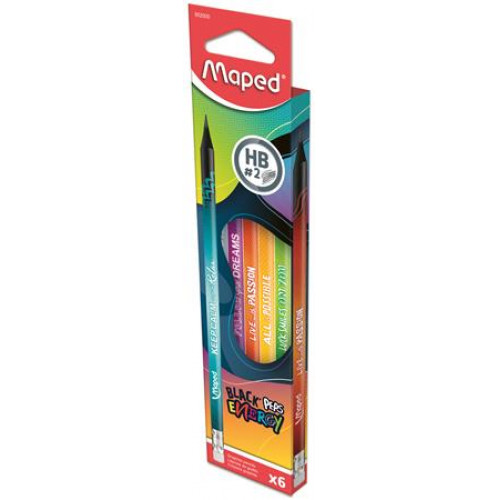 Grafitceruza radírral HB háromszögletű Maped Black Peps Energy 6 minta