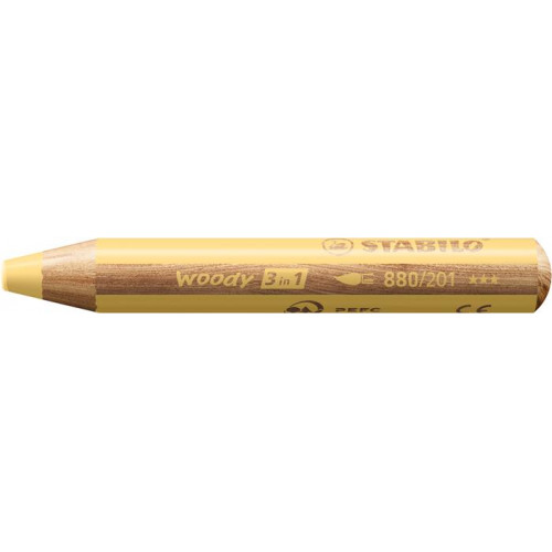 Színes ceruza kerek vastag Stabilo Woody 3 in 1 Pastel pasztell sárga