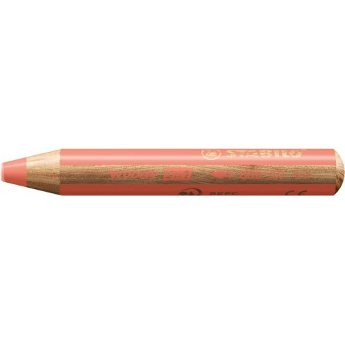 Színes ceruza kerek vastag Stabilo Woody 3 in 1 Pastel pasztell piros