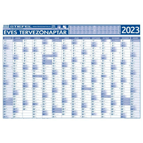Éves tervező és projekt naptár kétoldalas fémléces kék színű filctollal 70x100 cm Stiefel (2024)