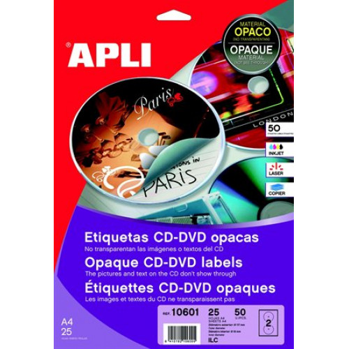 Etikett CD/DVD A4 teljes lefedettségű matt Apli