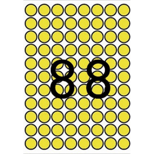 Etikett 16mm kör színes A5 ív Apli sárga 704 etikett/csomag