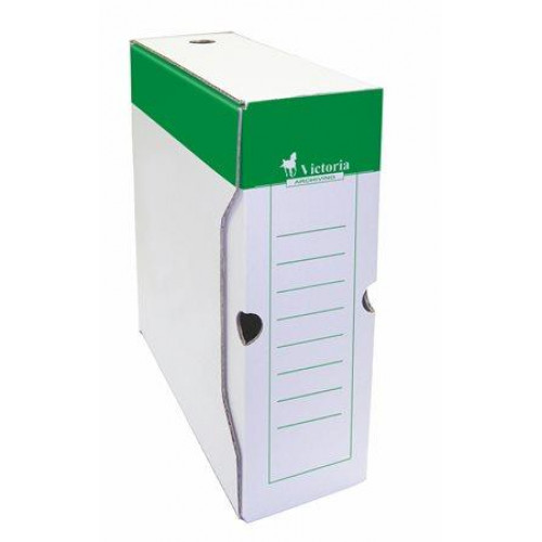 Archiválódoboz A4 100mm karton Victoria zöld-fehér
