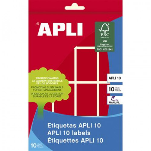 Etikett 25x40mm kézzel írható kerekített sarkú Apli piros 128 etikett/csomag