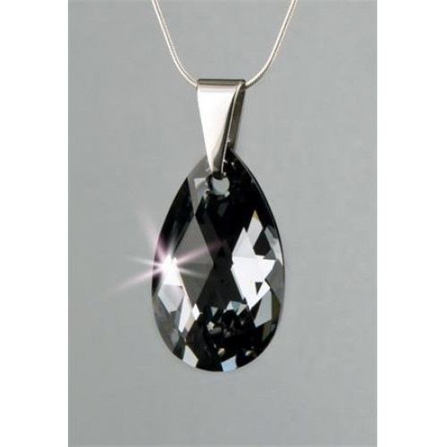 Nyaklánc esőcsepp formájú Black Diamond Swarovski kristállyal 16mm Art Crystella