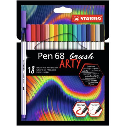 Ecsetirón készlet Stabilo Pen 68 brush ARTY 18 különböző szín