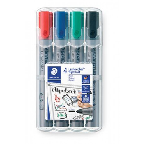Flipchart marker 2mm kúpos Staedtler Lumocolor 356 4 különböző szín