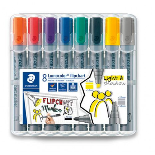 Flipchart marker készlet 2-5mm vágott Staedtler Lumocolor 356 8 különböző szín